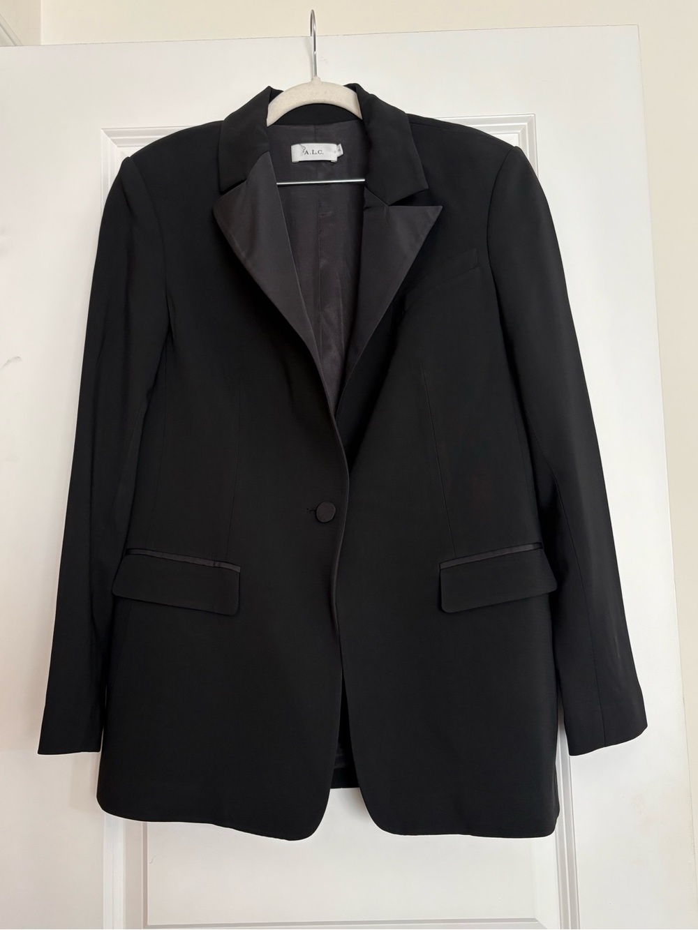 A.L.C. Black Single-Button Blazer with Satin Notch Lapel-Can be dressed Up/Down